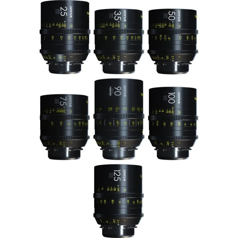 DZOFilm VESPID PL T2.1 (90mm Macro T2.8) FF Primes 7 Lens Kit hire